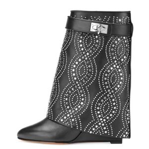 New Givenchy Shark Lock Boots Black Studded 38.5